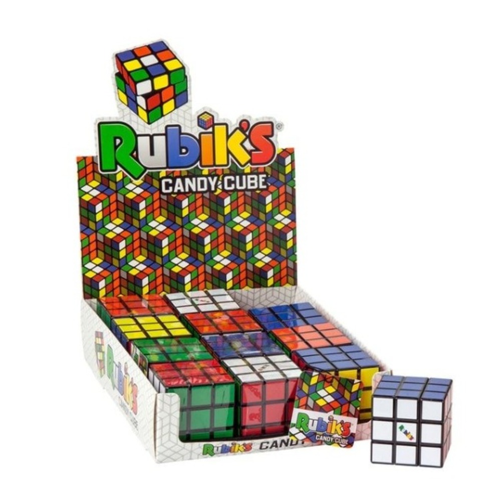 Rubik's Candy Cube Tins 12 Count Display Box NWT Multicolor Fruity Tile Candy - Picture 2 of 6